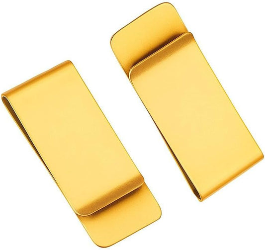 Stainless Steel Money Clip – Slim Wallet Alternative, Gift Box Included, Golden Color, 1 Piece
