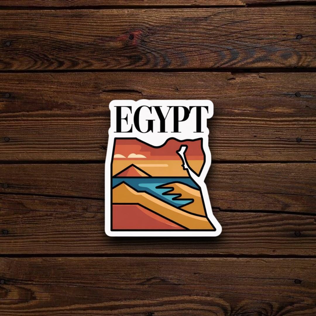 Egypt Travel Vinyl Stickers – Pack of 5, Waterproof & Durable 6x6 cm Decals with Pyramids, Cairo Designs
