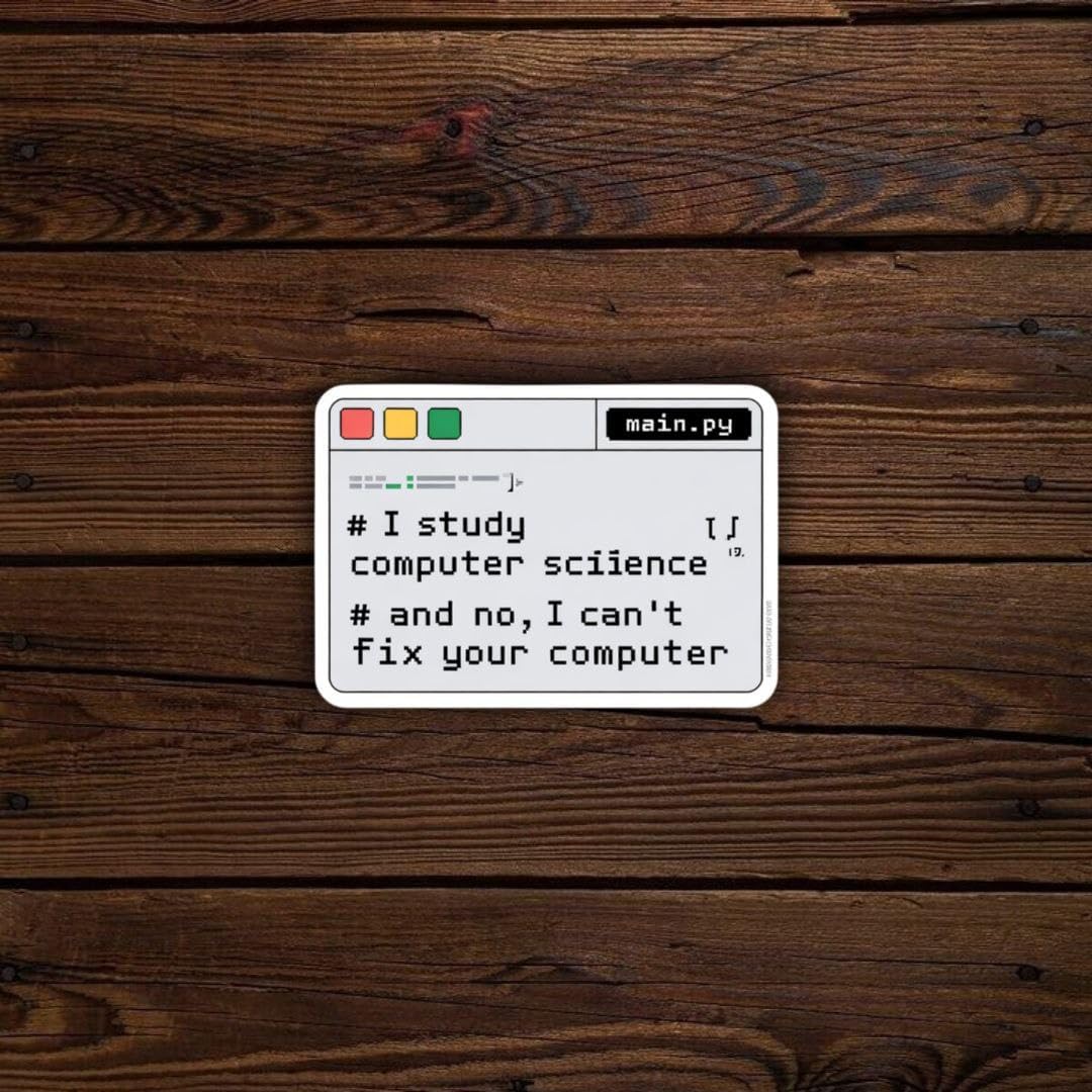 Computer Science Stickers – Pack of 5, Waterproof & Durable 6x6 cm Vinyl Decals with Coding and Programming Quotes